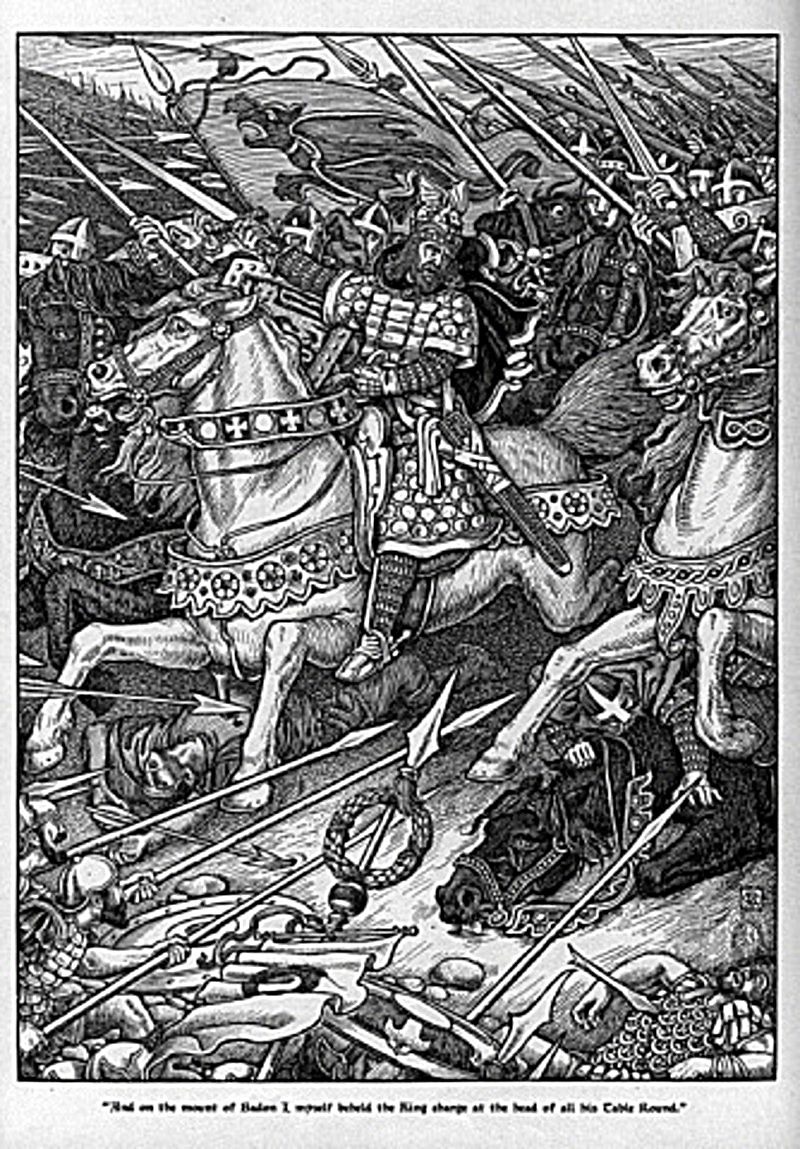 Arthur Leading the Charge at Mount Badon, George Wooliscroft Rhead and Louis Rhead, 1898
