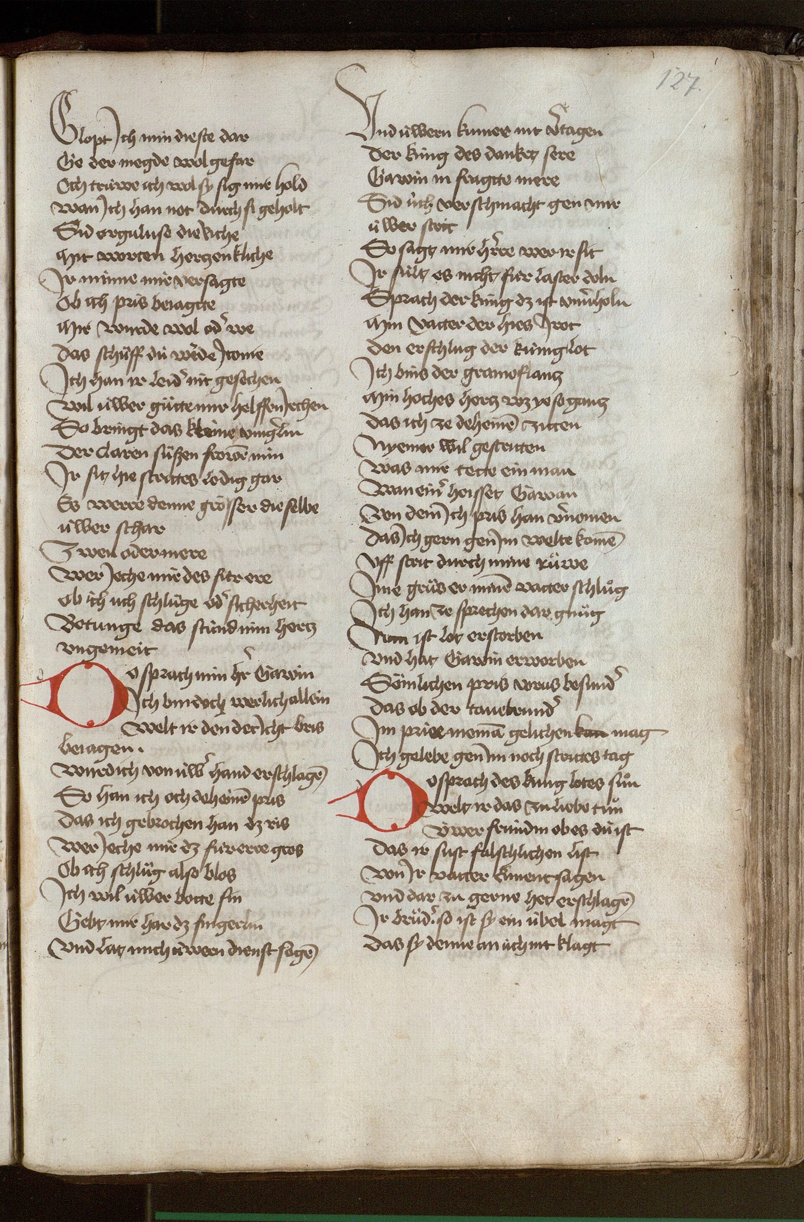 Bern, Burgerbibliothek, Cod. AA 91, f. 127r – Wolfram von Eschenbach Parzival, German