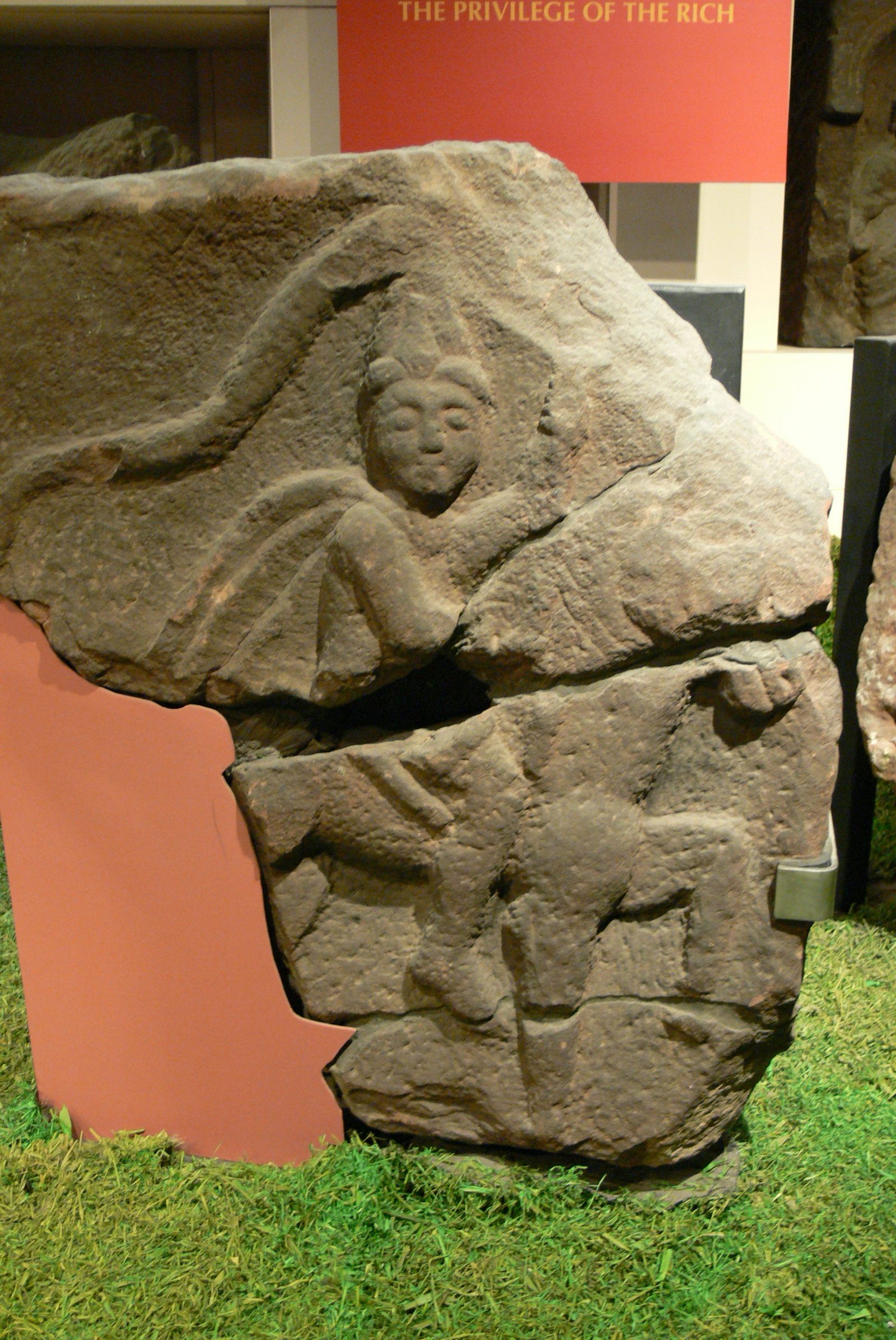 Chester (England). Grosvenor Museum: Tombstone from Deva Victrix of a Dacian or Sarmatian cavalry man fighting in the Roman army in Britain