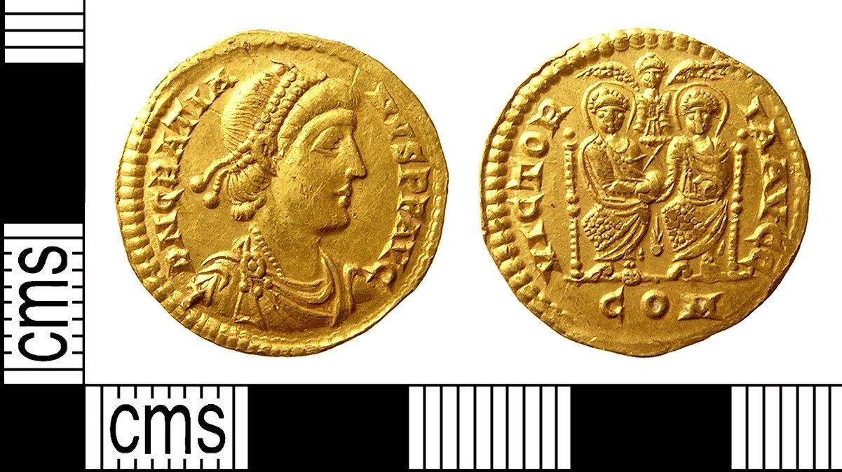 IOW-099F52 Roman Coin, Solidus of Gratian. Treasure case no. 2011 T182 (FindID 435741)