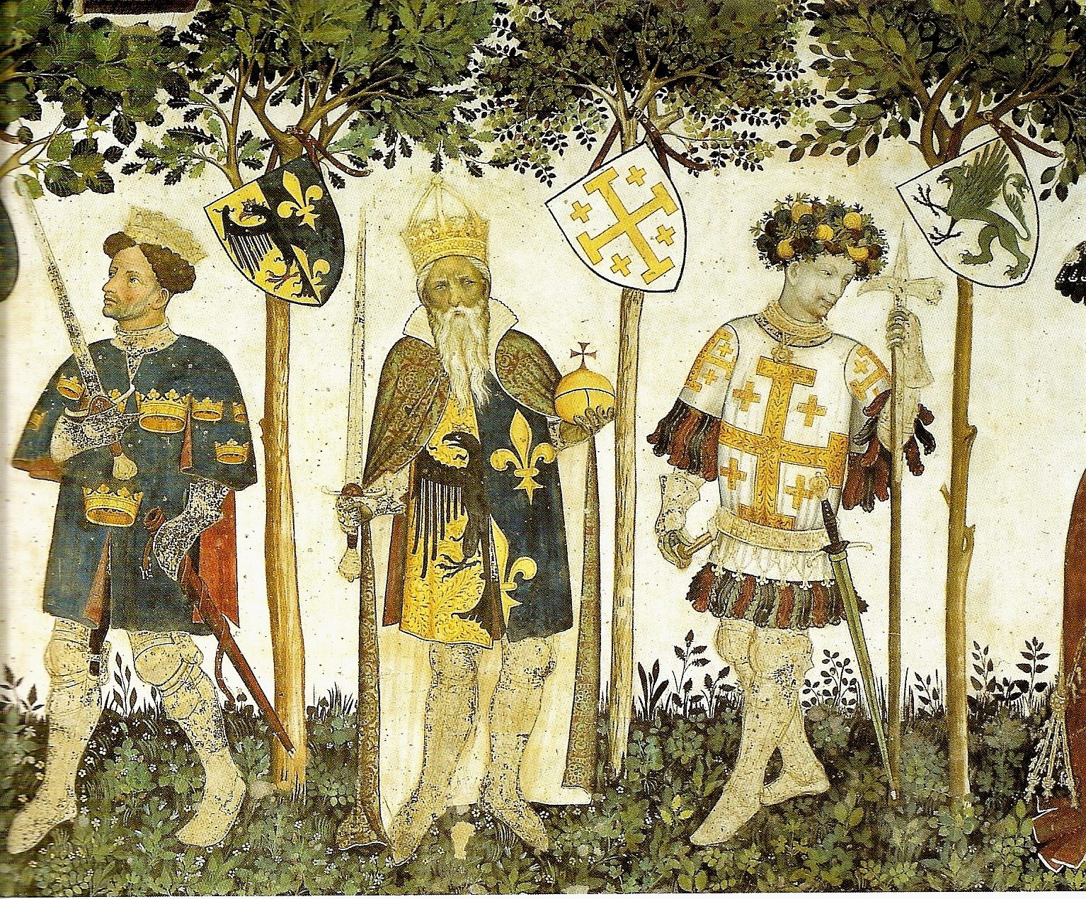 King Arthur, Charlemagne, Godfrey de Bouilon