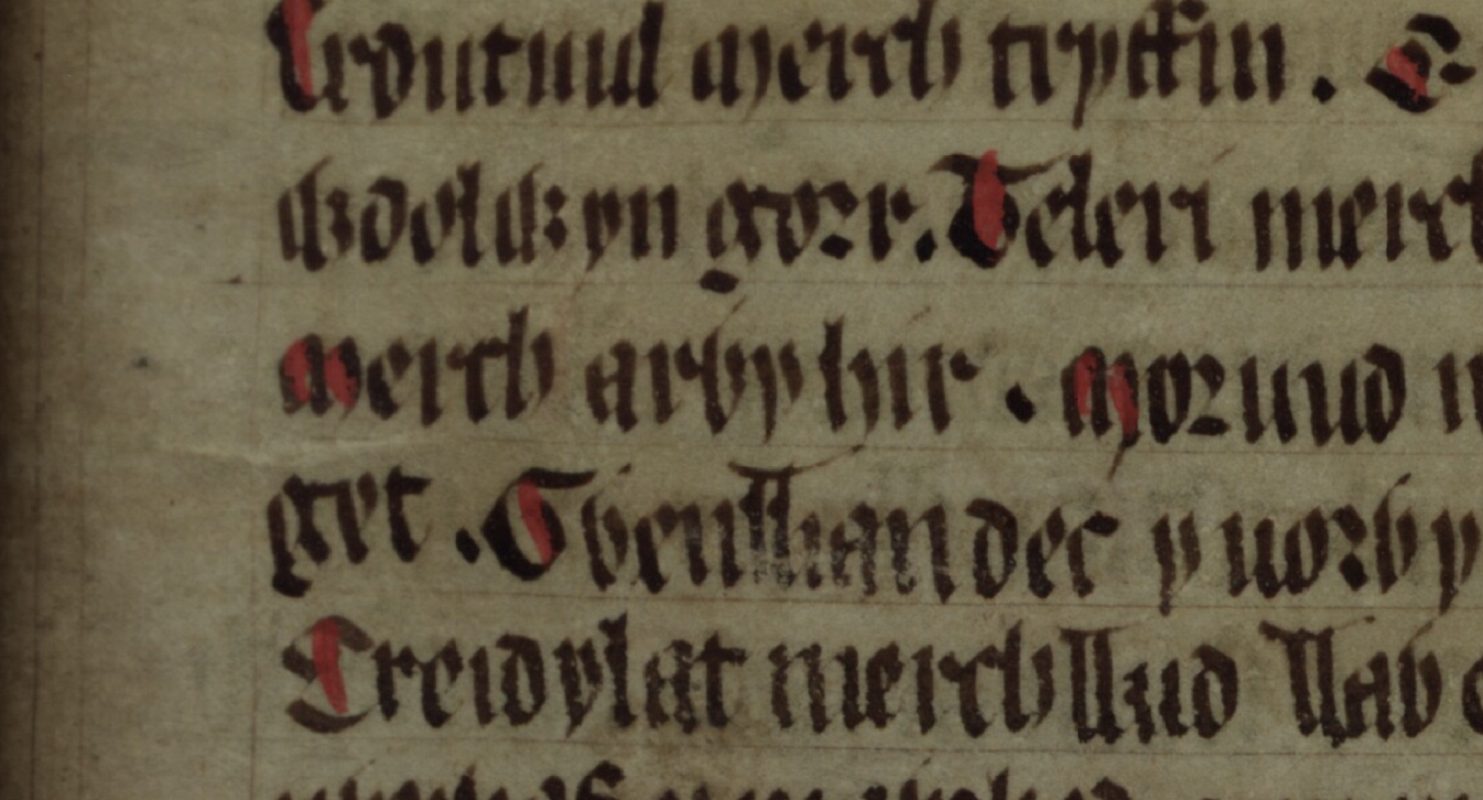 Culhwch and Olwen, folio 203r, showing Garwy Hir (‘Arwy hir’) in the centre