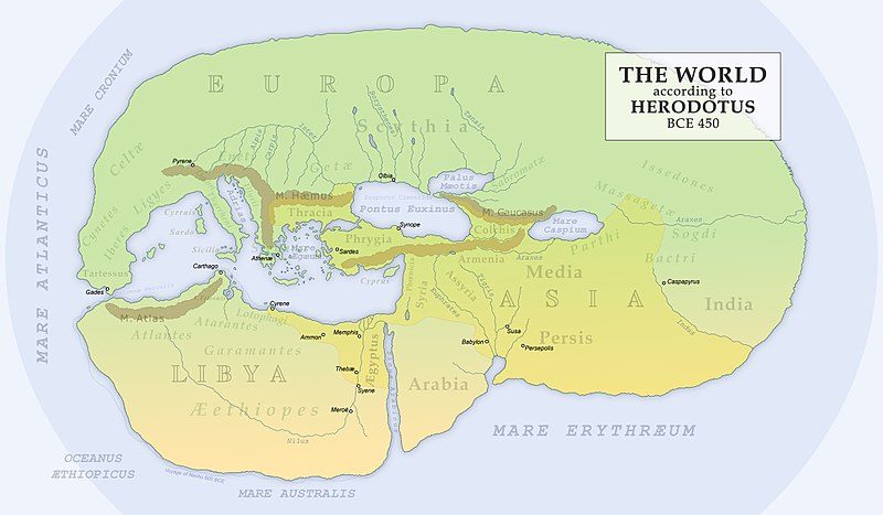 Map of the world based on Herodotus’ descriptions