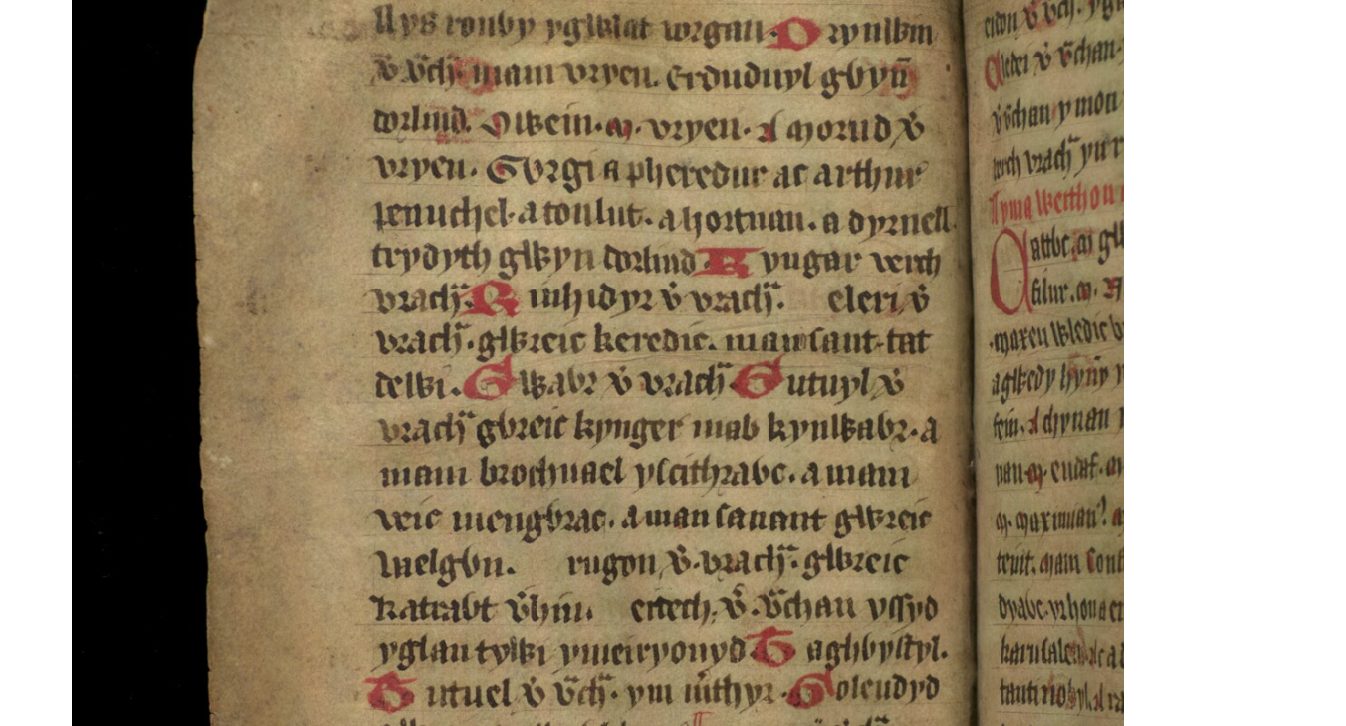 Jesus College MS 20, folio 33v, showing some of the numerous daughters of Brychan, many of whom married prominent kings and thus became the ancestors of the kings of Britain