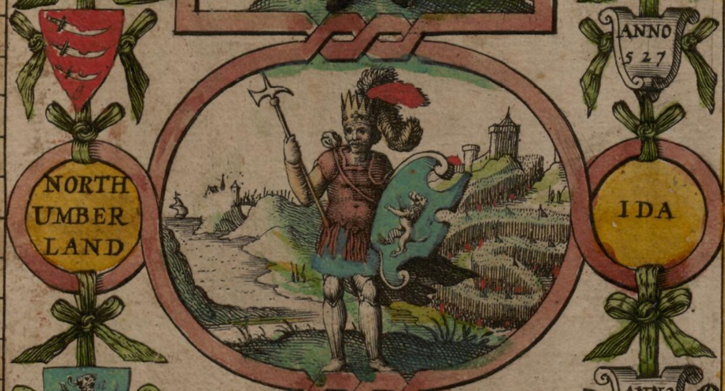 Ida of Bernicia, Athelfrith’s grandfather, depicted on John Speed’s Saxon Heptarchy map, 1611