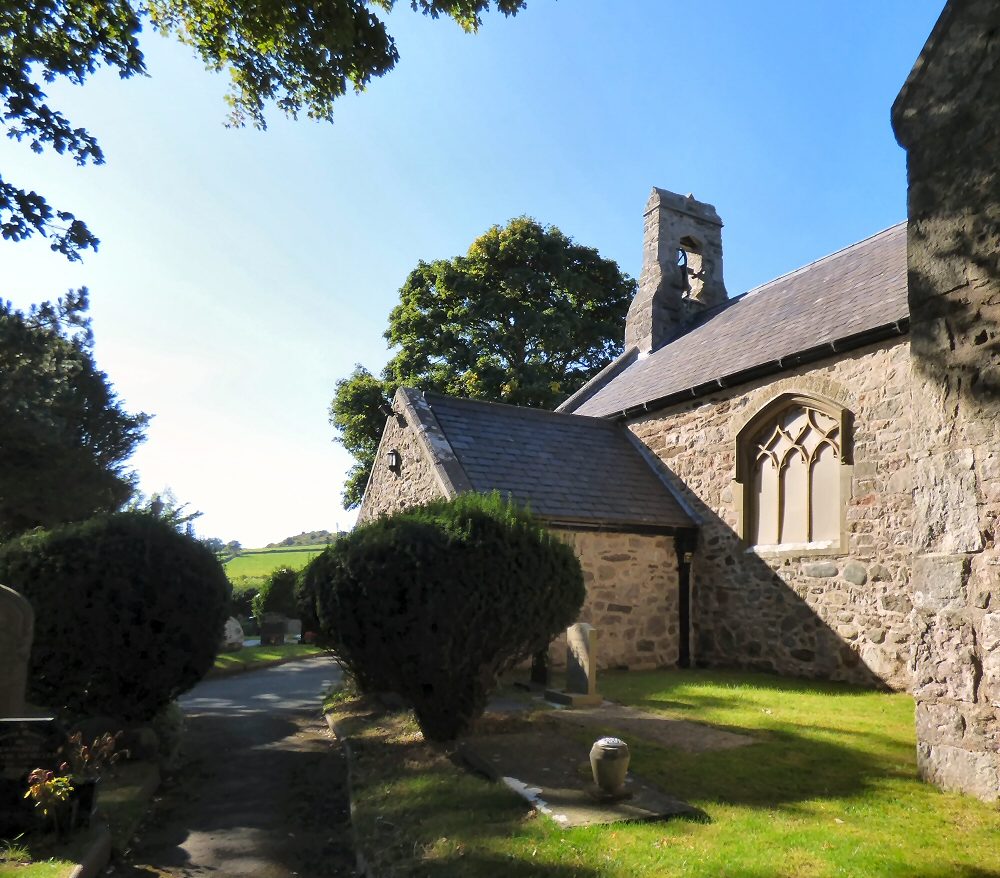The church at Llanrhos, where Maelgwn died according to tradition. Photo by Gerald England, CC-BY 2.0