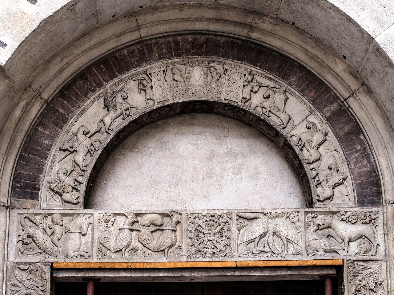The Modena Archivolt, on which King Arthur’s name is written as ‘Artus’, 12th century, Modena, Italy